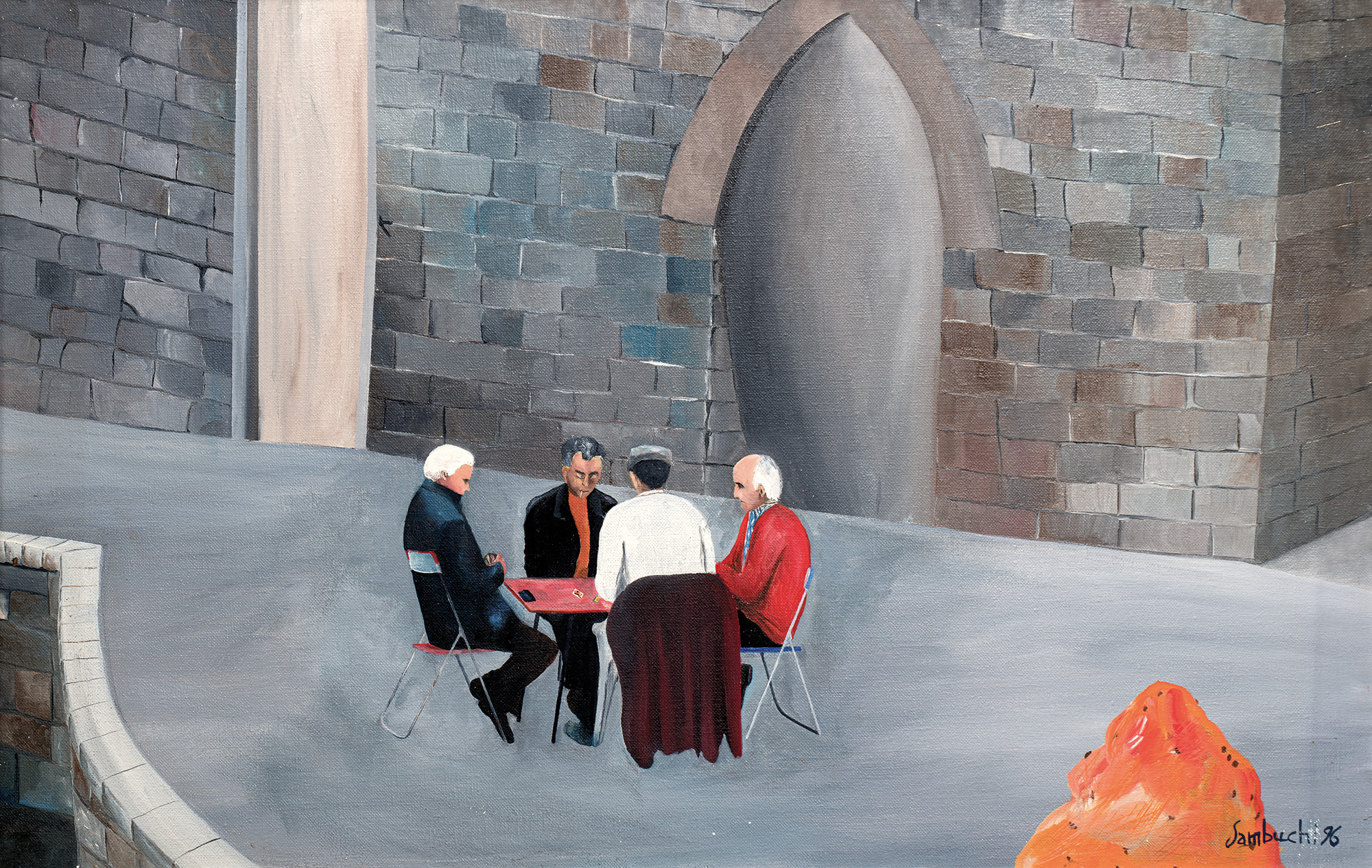 Giocatori di carte in riva al mare